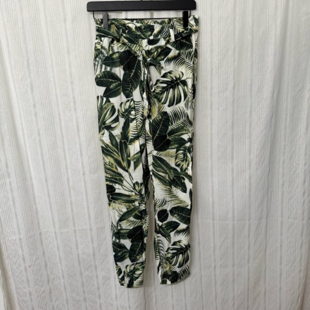 NWT🔥 H&M 100% Viscose Flowy Tropical Leaf Print Pants with Pockets!
